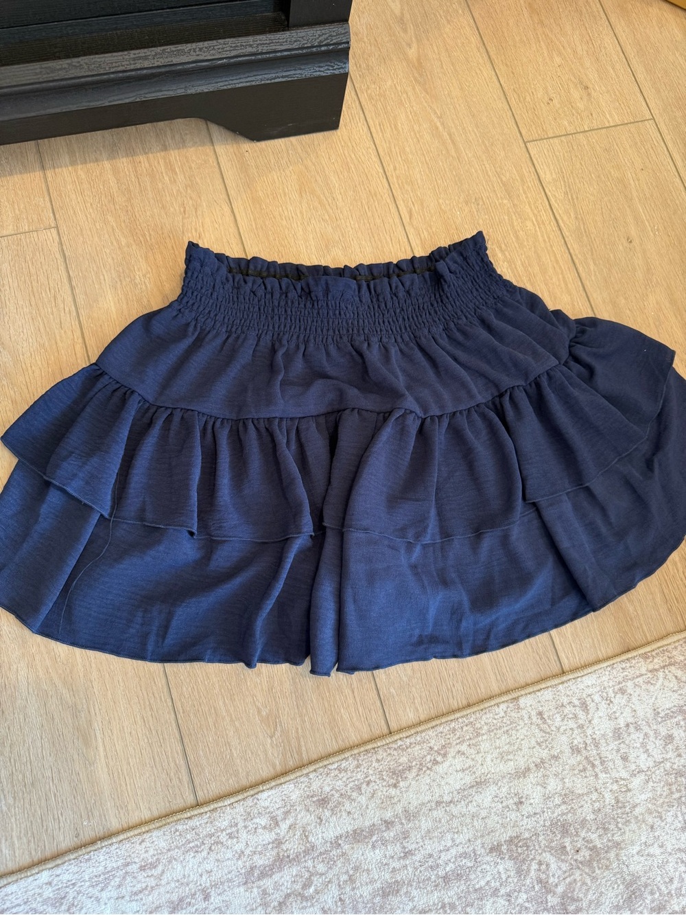 Women's Navy Tiered Ruffle Shorts